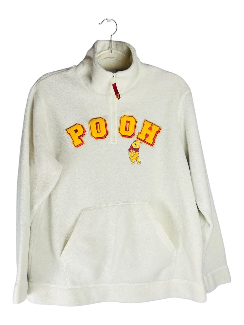 Vintage Disney Winnie The Pooh Cream Varsity Fleece Quarter Zip Pullover M